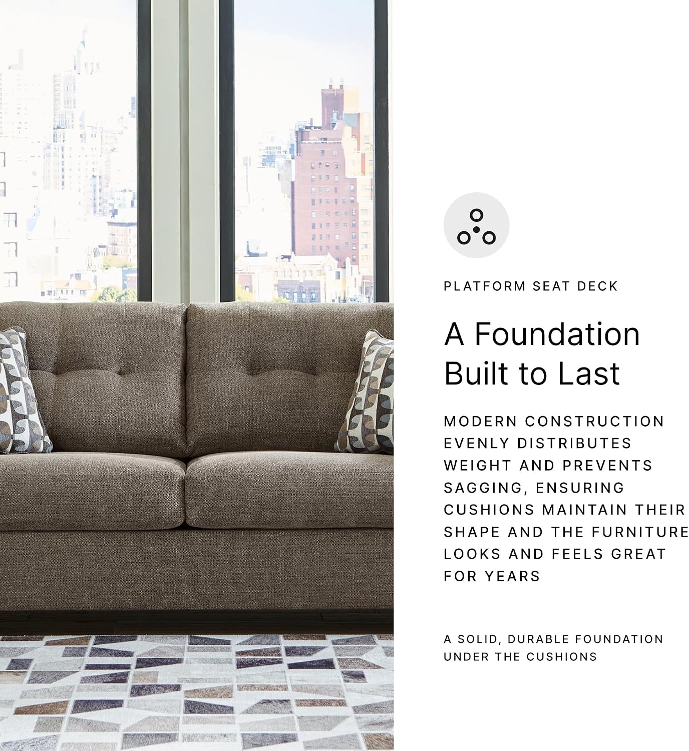 Signature Design by Ashley Mahoney Contemporary Tufted Sofa, Dark Brown