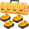 TOMAPEX Upgraded 4Pack 20v Max Battery Replacement for Dewalt 5.0Ah Battery with DCB104 Battery Charger Station