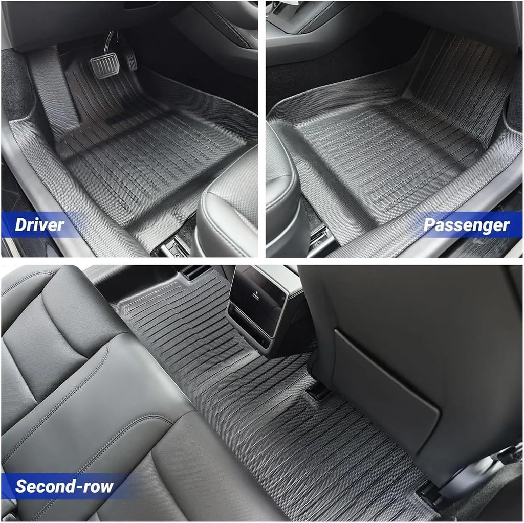 Compatible with Tesla Model 3 Highland 2024 TPE Full Cover Floor Mats with Door Sill Protector, Full Set Floor Liners Cargo Liner Seat Back(6PCS Floor Mats)