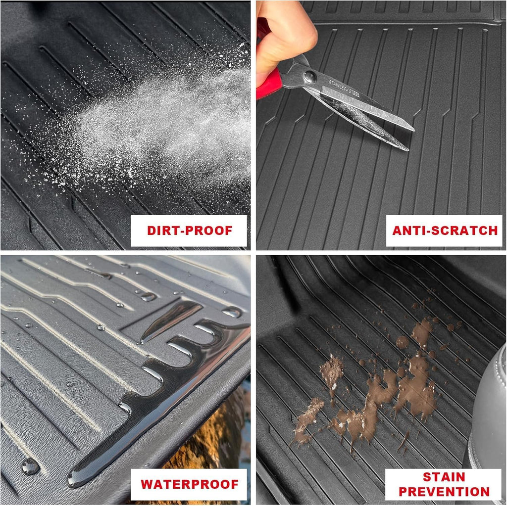Big RED Floor Mats for Tesla Model Y 7-Seat,Fit for 2021 2022 2023 2024, 100% TPE All Weather Cargo Liner Trunk Accessories, Set of 9 Mats (Not Fit 5-Seat)