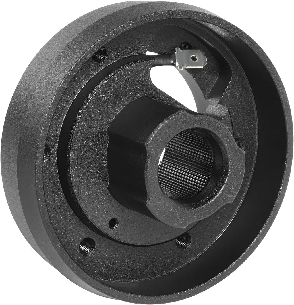 NRG Innovations Racing Style Steering Wheel Short Hub, Lockable Aluminum Steering Shaft, 6x70mm Bolt Pattern Quick Release Adapter Unit with Resistors, Compatible For Saab, Black, NRG-SRK-192H