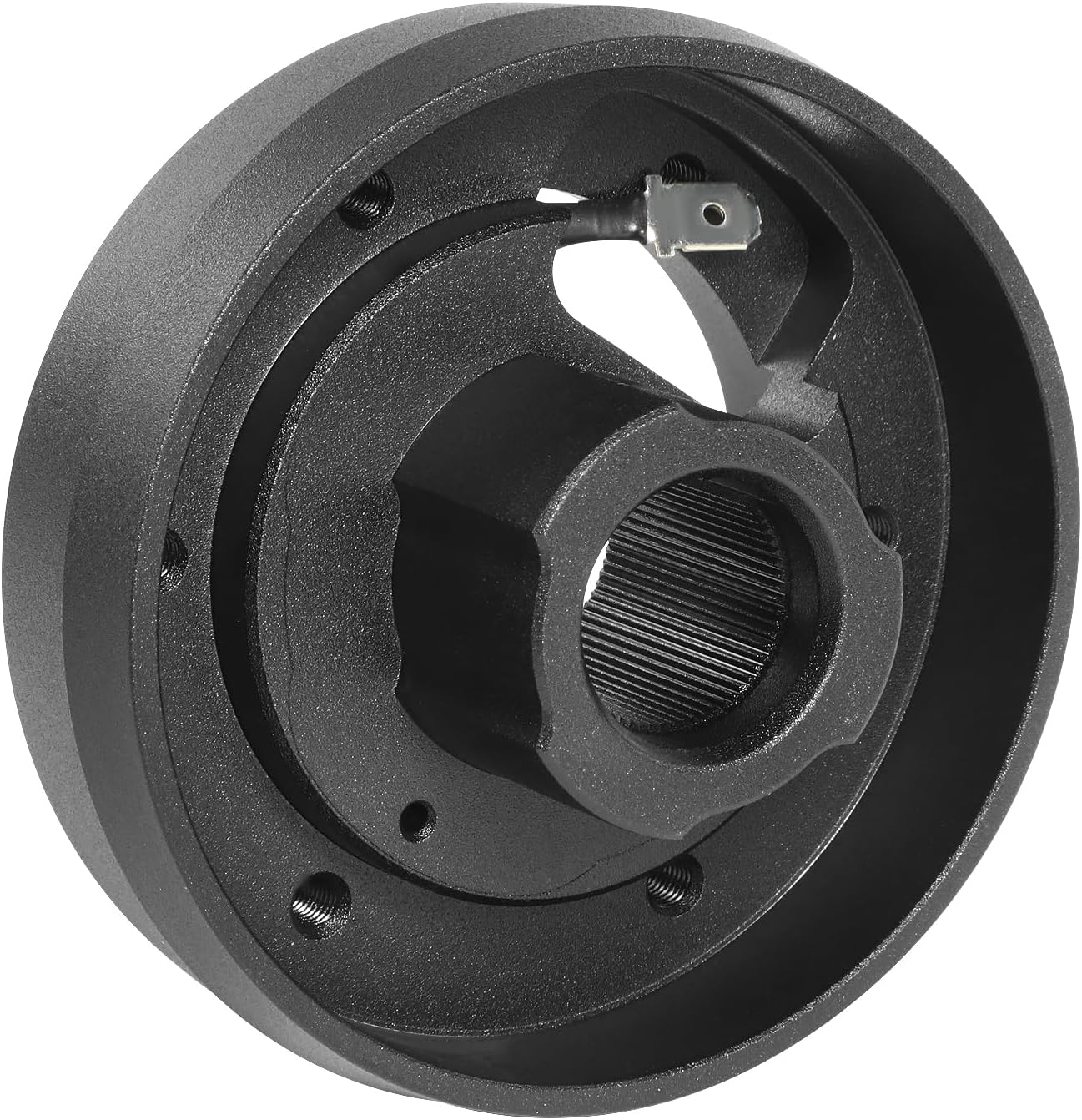 NRG Innovations Racing Style Steering Wheel Short Hub, Lockable Aluminum Steering Shaft, 6x70mm Bolt Pattern Quick Release Adapter Unit with Resistors, Compatible For Saab, Black, NRG-SRK-192H