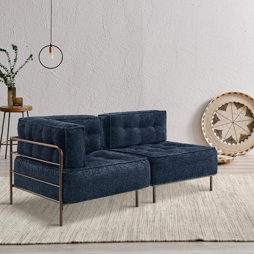 MCombo Modular Sofa Couch with Removable Cushion, Accent Sofa Chair, Upholstered Sofa for Living Room, Apartment, Office (Blue, Middle Seat)