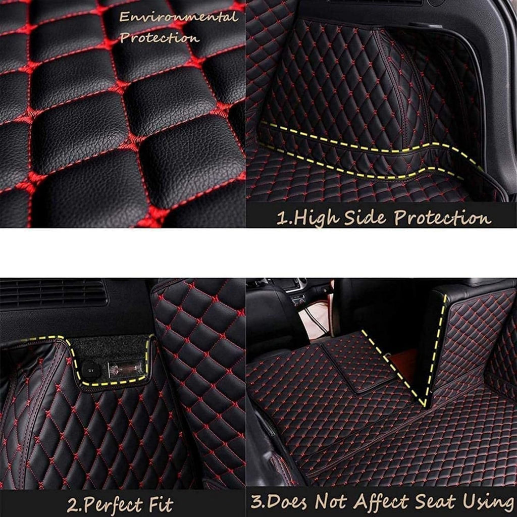 Car Cargo Liner for Peugeot 4008 2017-2021 2022 2023 2024(Upper Floor), Leather Boot Trunk Liner Anti-Scratch Anti-Slip Waterproof Cargo Mat, Interior Accessories,Red