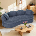 95' Modern Curved Sofa, Chenille Fabric Comfy Cloud Couch, No Assembly Required Half Moon Couch with Deep Seat, 4 Pillows for Living Room, Apartment, Bedroom