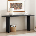 Ball & Cast 63' Pine Veneer Console Table, Modern Entryway Table with Geometric MDF Legs, Narrow Sofa Table for Living Room, Hallway & Study, Black Finish