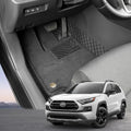 EKR Custom Floor Mats for Toyota RAV4 (Hybrid only) 2019-2025, Front & 2nd Row Luxury Double Layer Car Floor Mat Liner Fit RAV4 2019 2020 2021 2022 2023 2024 2025 - Leatherette Plus Carpet (Black)