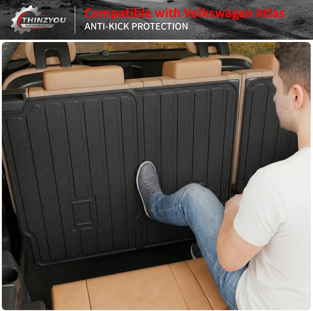 Floor Mats Compatible with 2018-2025 2026 Volkswagen Atlas (NOT for Cross Sport) Trunk Mat Cargo Liner Kick Mat 2024 VW Atlas Accessories (Trunk Mat+2nd&3rd Row Backrest Mats+Floor Mats)
