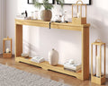 Rovibek Modern 70 Inch Entryway Table Narrow - Behind Sofa Table Narrow, 8 Inch Deep Console Table Behind Couch with Open Storage, Natural Entryway Tables for Hallway, Foyer, Living Room