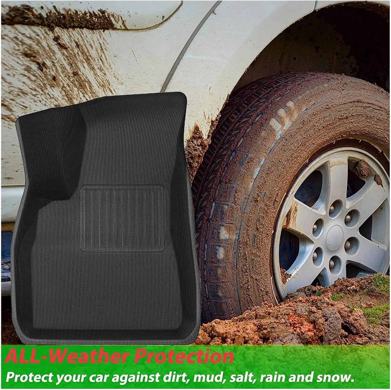 All Weather XPE Floor Mats Compatible with Tesla Model 3 Highland 2024, Waterproof Anti-Slip Front Rear Cargo Liner Trunk Mat(8PCS LHD Floor Mats)