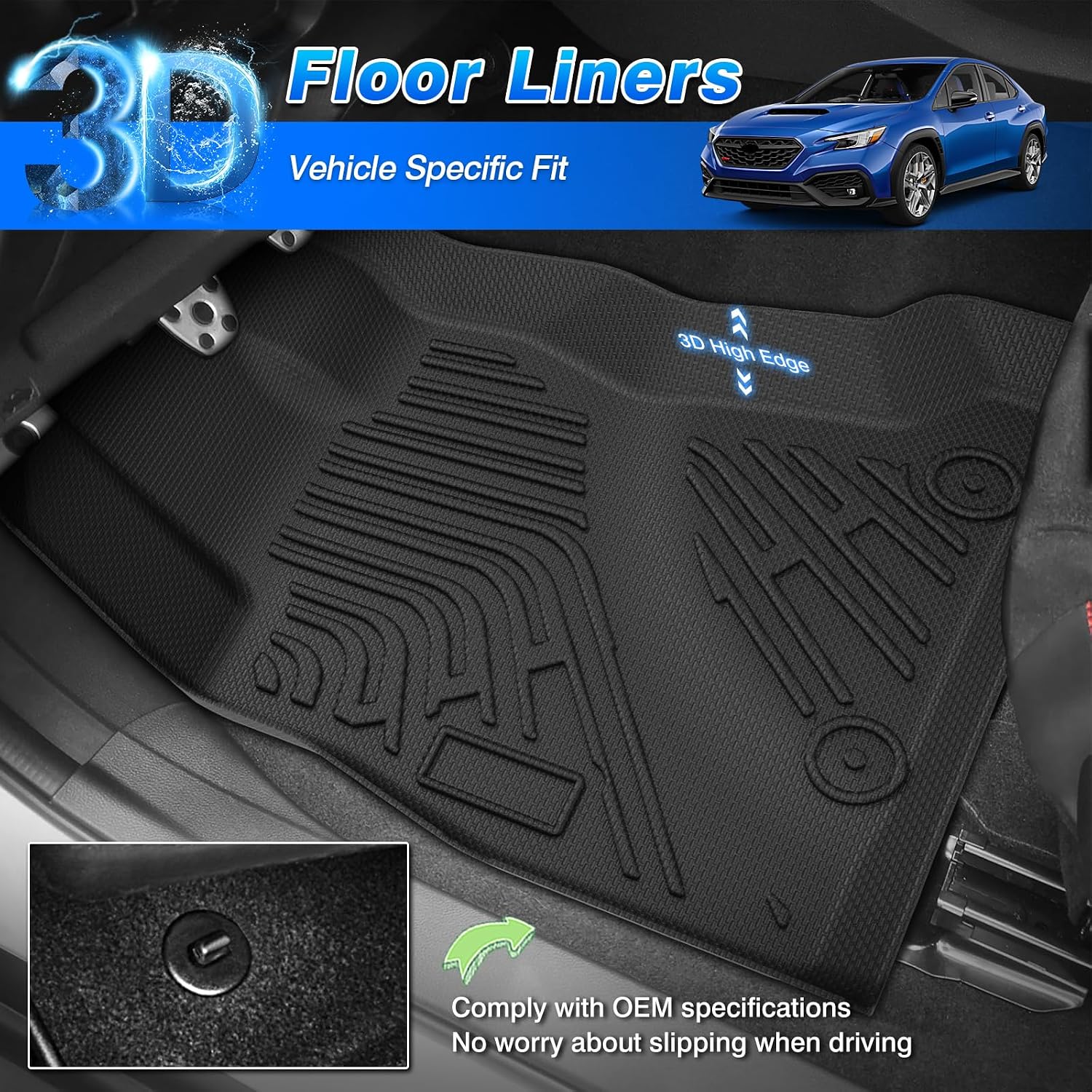 Cartist Floor Mats and Cargo Liner Fit for WRX 2022-2025 All Weather Floor Mat WRX Accessories Heavy Duty Carpet Protection