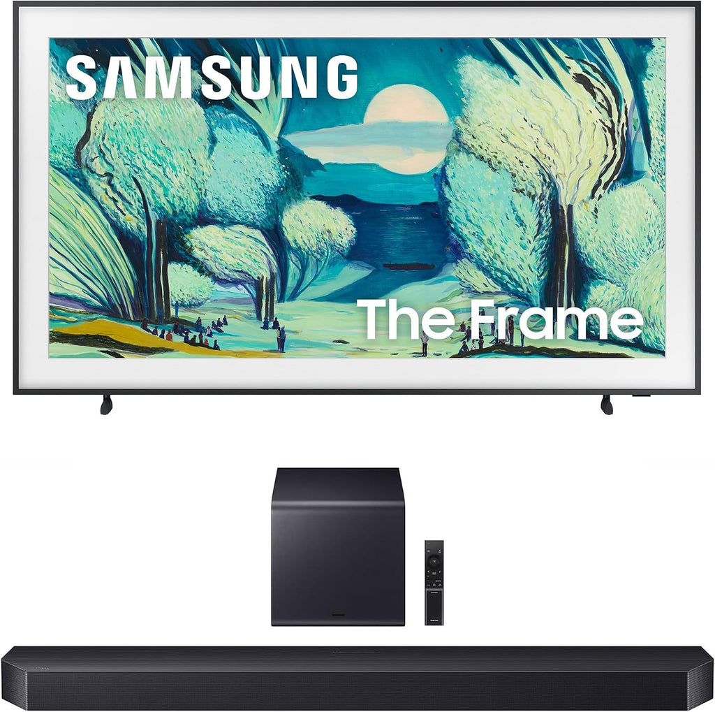 Samsung QN55LS03FAFXZA 55 Inch The Frame QLED 4K Art Mode Vision AI Smart TV with a Samsung HW-Q900F Q Series Soundbar 7.1.2 Ch Subwoofer (2025)