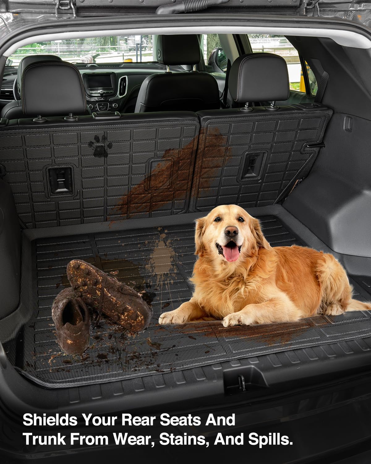 Floor Mats for Chevy Equinox for GMC Terrain 2024 2023 2022 2021 2020 2019 2018, All-Weather TPE Floor Mats Rear Backrest Mats Cargo Liner Custom Fit for Chevrolet Equinox Terrain Accessories