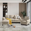 Convertible Sectional Sofa Set, 79' Modern L Shaped Couch, Linen Upholstered 3 Seat Sofa and 35' Accent Chair, Couches for Living Room, Apartment, Beige