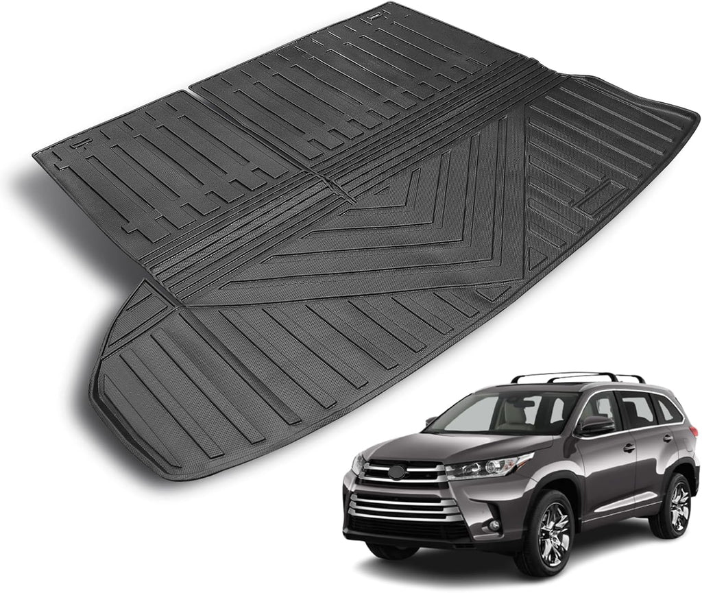 Compatible for 2014-2019 Toyota Highlander Cargo mat backrest mat 2-in-1 All Weather TPE Cargo Liner for 2014-2019 Toyota Highlander Accessories (Only fit 7 Passenger Model)
