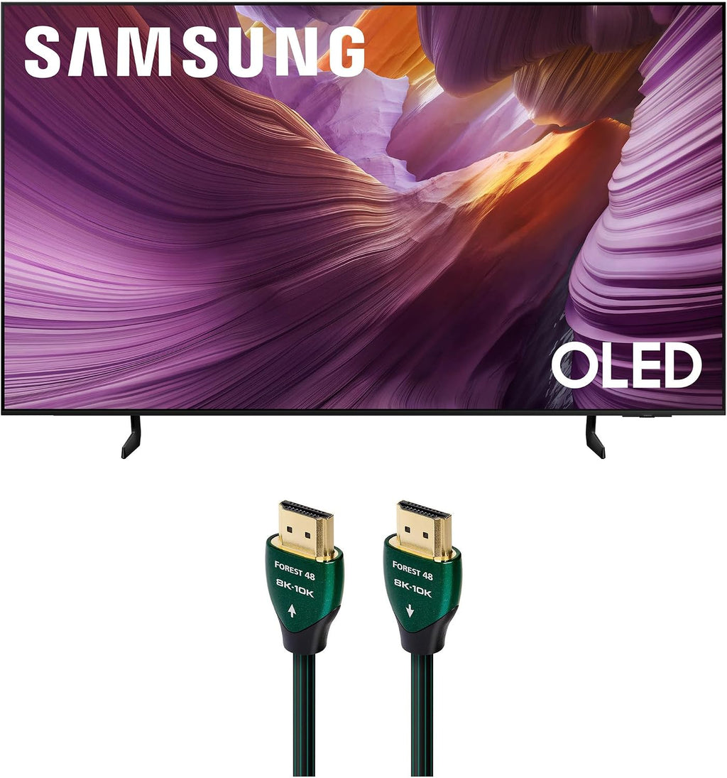 Samsung QN55S85FAFXZA 55 Inch OLED HDR 4K Smart TV with an AudioQuest Forest HDM48FOR225 2.25M 48G 8K-10K HDMI Digital Cable (2025)
