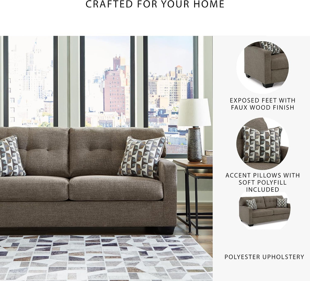Signature Design by Ashley Mahoney Contemporary Tufted Sofa, Dark Brown