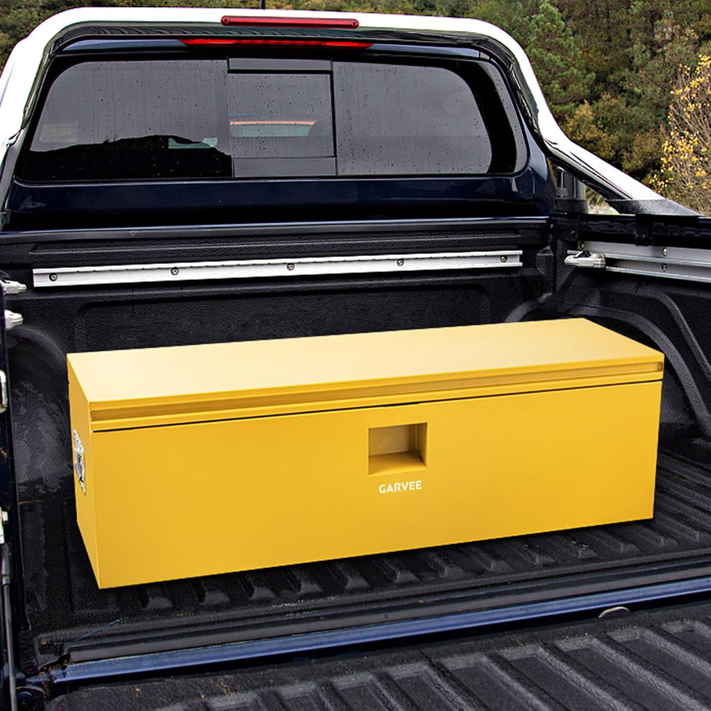 Garvee Steel Truck Tool Box Heavy Duty Truck Bed Toolbox w/Dual Lids, Lockable & Weatherproof, Fits for Pickup, Truck Bed, RV, Trailer