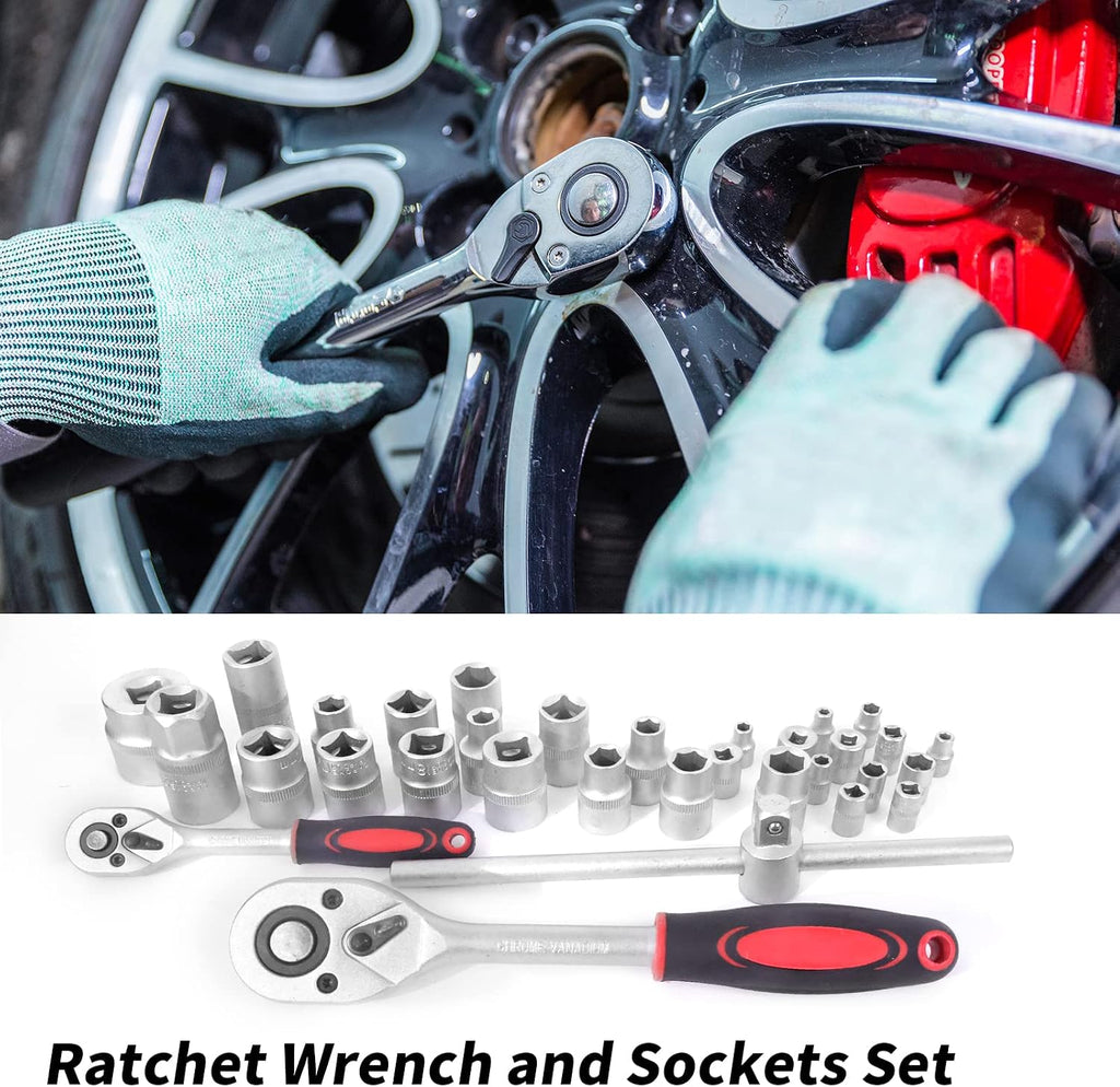 Tool Sets for Men, Tool Kit with Rolling, Complete Household Tool Set, Aluminum Trolley Case Tool Set,Tool kit as Gift on Father's Day
