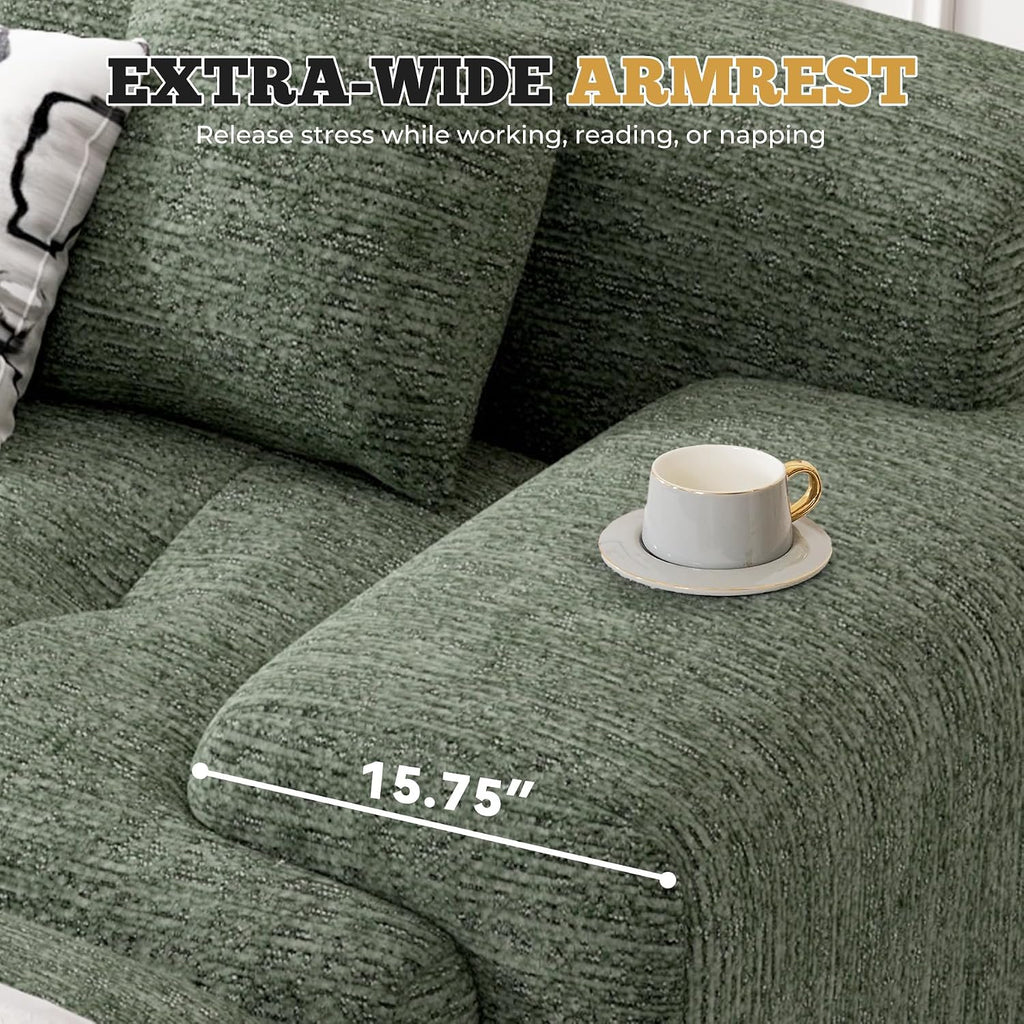 85' Cloud Loveseat Sofa in a Box, Modern Small Couch No Assembly Required, Comfy Deep Seat Boneless Couches for Living Room, Bedroom, Apartment, Green 1 PCS