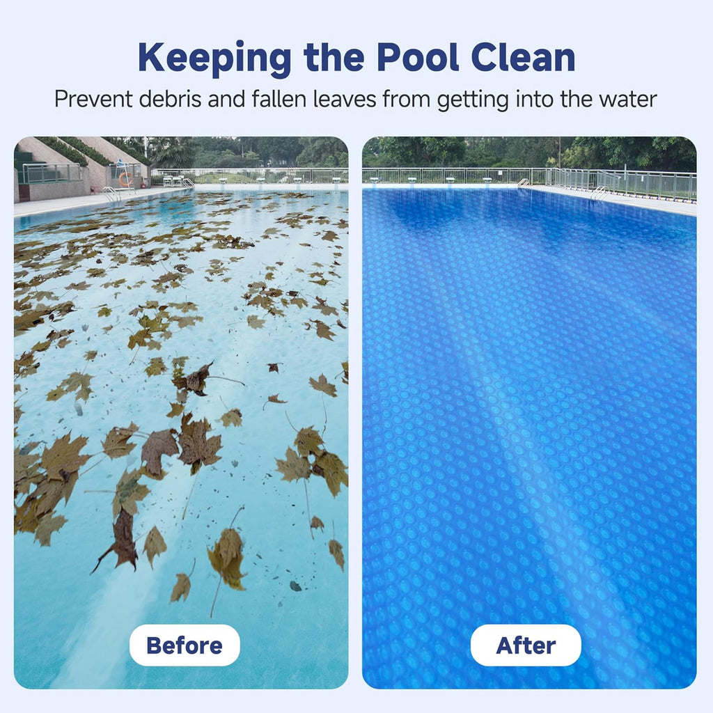 Real Relax Solar Pool Cover, Durable 12 mil 16 × 32 ft Pool Covers for Inground & Above Ground Pools, Solar Pool Heater, Rectangle Solar Blanket with Bubbles, Blue