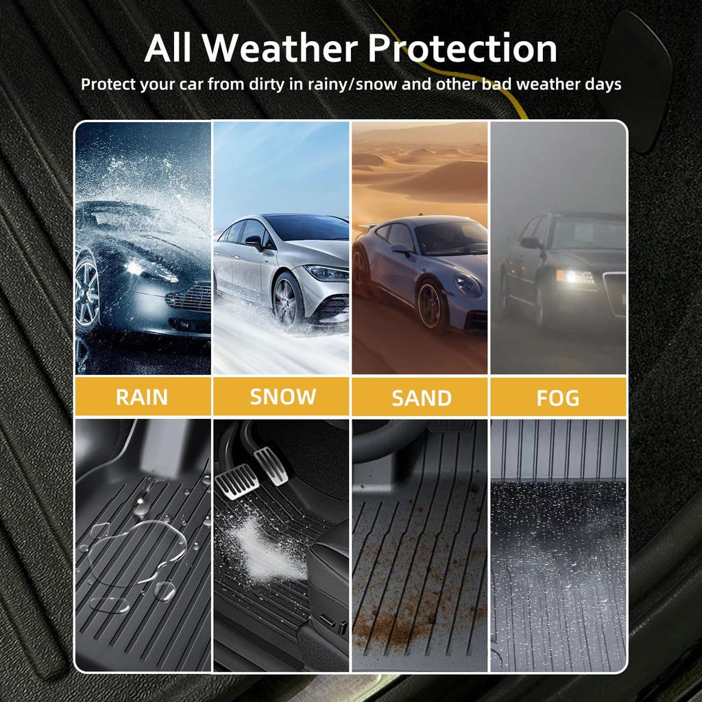 Floor Mats Trunk Mat for Tesla Model 3 Highland Sep. 2023-2026, All Weather TPE Floor Liners Backrest Cargo Mat with Trunk Door Sill Protector for Model 3 Highland Accessories 9Pcs