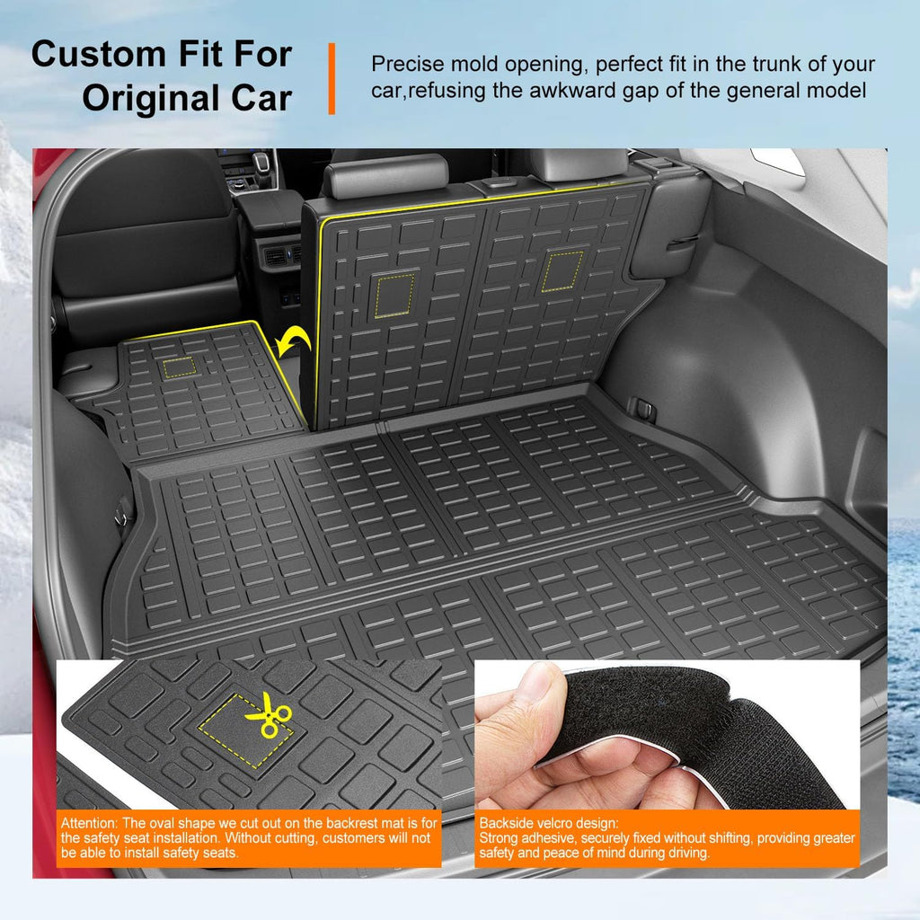 powoq Floor Mat Compatible with 2019-2025 Toyota RAV4 Cargo Mat Trunk Mat Replacement for 2019-2025 Toyota RAV4 Accessories(Floor+Trunk+Backrest Mat)