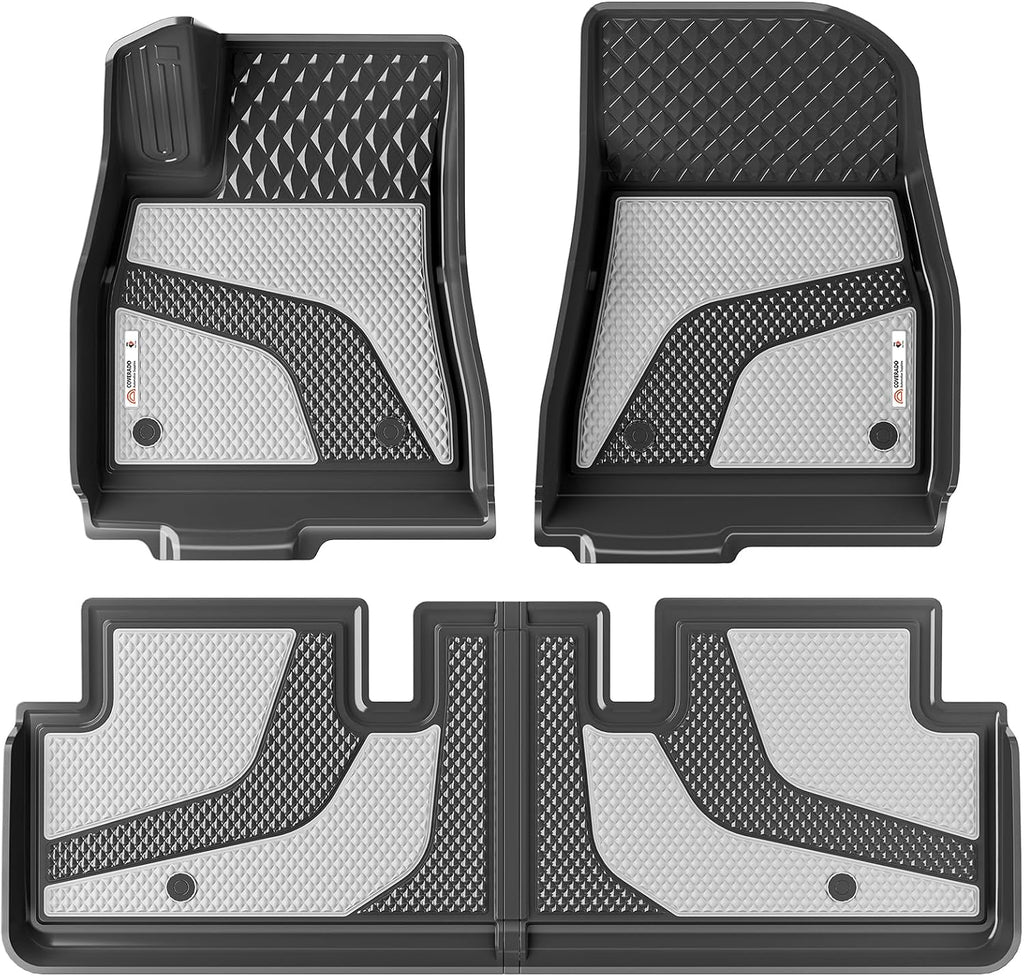 Coverado Floor Mats for 2024 2025 Tesla Model 3, Custom Fit All Weather TPE Cargo Liner Floor Mats Full Set, Waterproof Car Mats Trunk Floor Mat Tesla Model 3 Accessories,Front & Rear