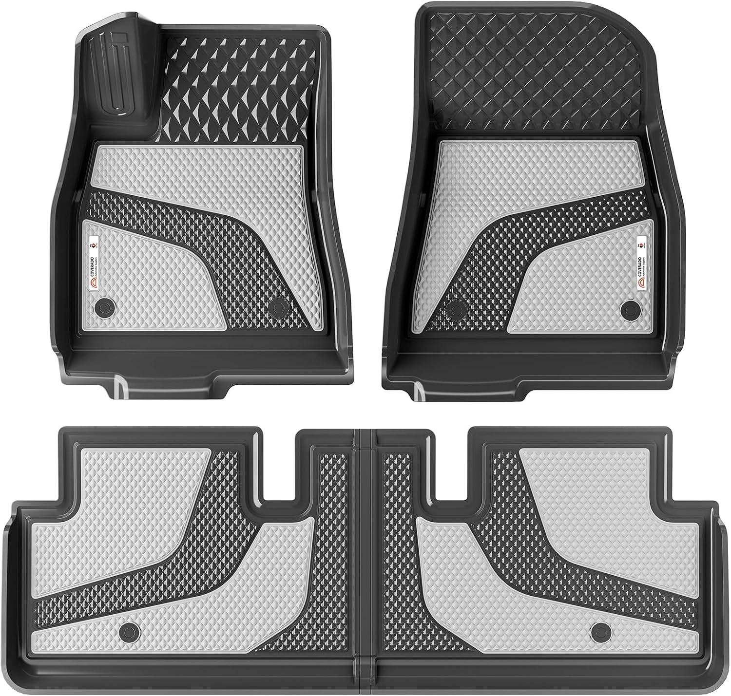 Coverado Floor Mats for 2024 2025 Tesla Model 3, Custom Fit All Weather TPE Cargo Liner Floor Mats Full Set, Waterproof Car Mats Trunk Floor Mat Tesla Model 3 Accessories,Front & Rear