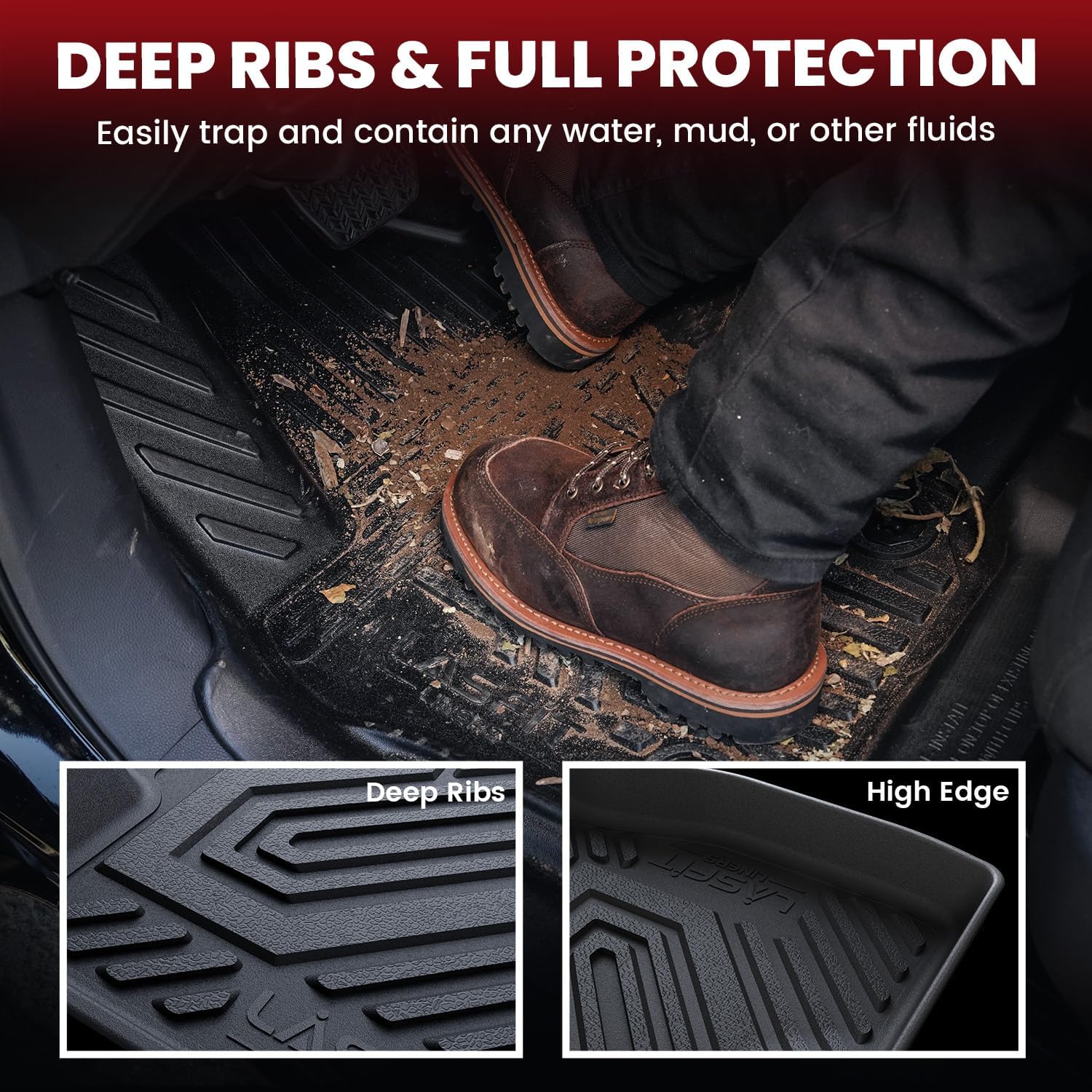 LASFIT Floor Mats&Trunk Mat Fit for Toyota RAV4 2019-2025 (Only Fit Hybrid) All Weather TPE Mats Custom Fit Floor Liner for Toyota RAV 4 1st and 2nd Row Full Set Car Mats and Cargo Liner