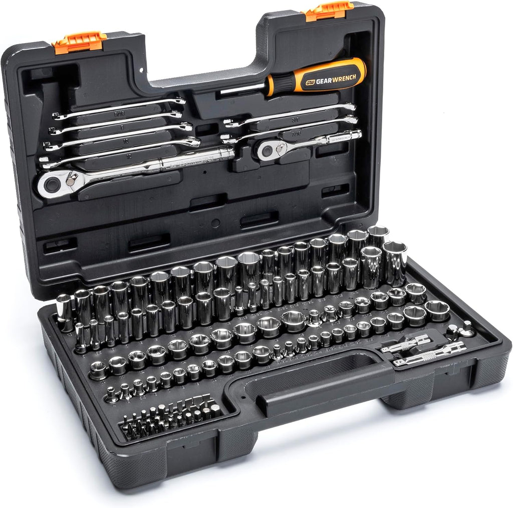 GEARWRENCH 121 Piece 1/4' & 3/8' Drive 72-Tooth SAE/Metric Mechanics Hand Tool Set | GW72SCBMTS