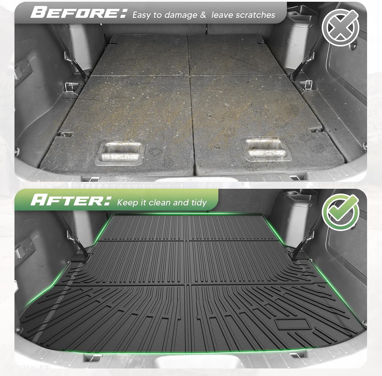 Cartist Floor Mats for 2015-2019 Ford Explorer 6 & 7 Seats, All Weather Cargo Liner for Explorer Accessories, Heavy Duty TPE Cargo Mats for Explorer XLT/Limited/Sport/Platinum, Car Accessories