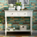 Merax Wood Sofa Table Console Table,Entryway Table Traditional Design with Two Drawers and Bottom Shelf for Living Room,Hallway,Dining Room,Lvory White