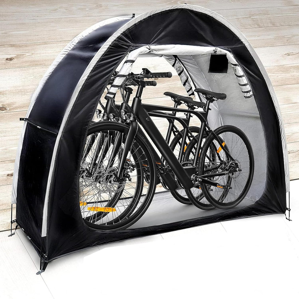 2 PCS Bike Storage Can Be Spliced Outdoor Sheds with 210D Oxford Fabric PU4000 Waterproof Bicycle Storage Outdoor,Silver