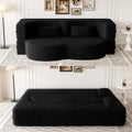 Ball & Cast 78' Floor Sofa Bed with 2 Pillows,Convertible Teddy Fabric Foam-Filled Sleeper Sofa Bed,Pull Out Couch Full Size Folding Mattress for Living Room,Playroom,No Assembly Required,Black