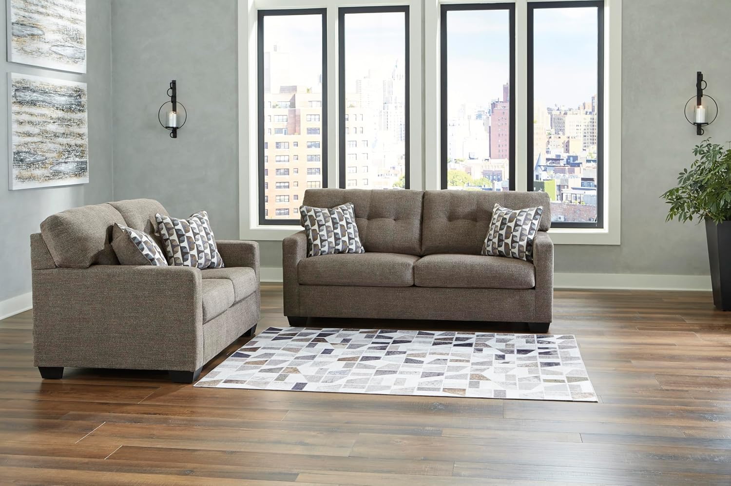 Signature Design by Ashley Mahoney Contemporary Tufted Sofa, Dark Brown
