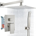 Aolemi Shower Faucet Set Rain Shower System with Handheld Spray Bathroom Shower Combo Rough-in Valve and Shower Trim Kit Included Brushed Nickel 16 Inch Wall Mount Shower Head