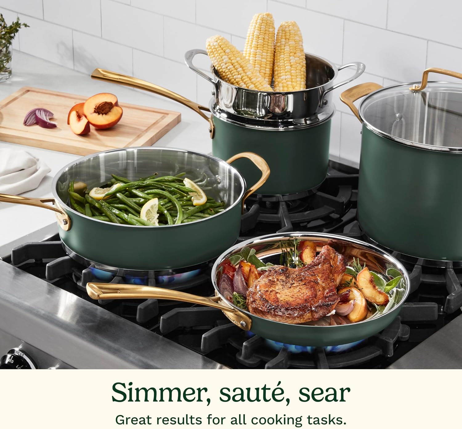 Cuisinart Cookware Set, 11 Piece Stainless Steel Cookware Pots and Pans, Home and Kitchen Durable Stainless Steel for Everyday Cooking, Matte Thyme, MT89G-11