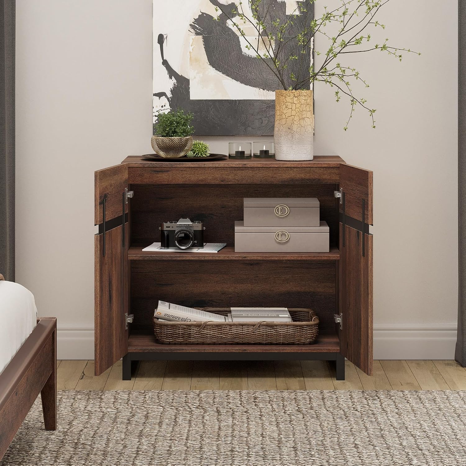 WAMPAT Modern TV Stand for TVs up to 100 Inch, 3-in-1 TV Console with Adjustable Shelves and 6 Drawers, Media Console for Living Room and Bedroom, Brown