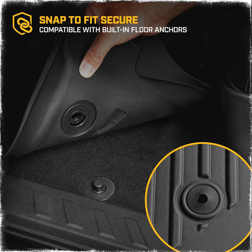 CAT® JustFit™ 3D Custom Fit Floor Mats for Chevy Colorado GMC Canyon 2023 2024 2025 2026 Crew Cab, Heavy Duty All Weather Floor Liners Laser Measured, Chevy Colorado Accessories GMC Canyon Accessories