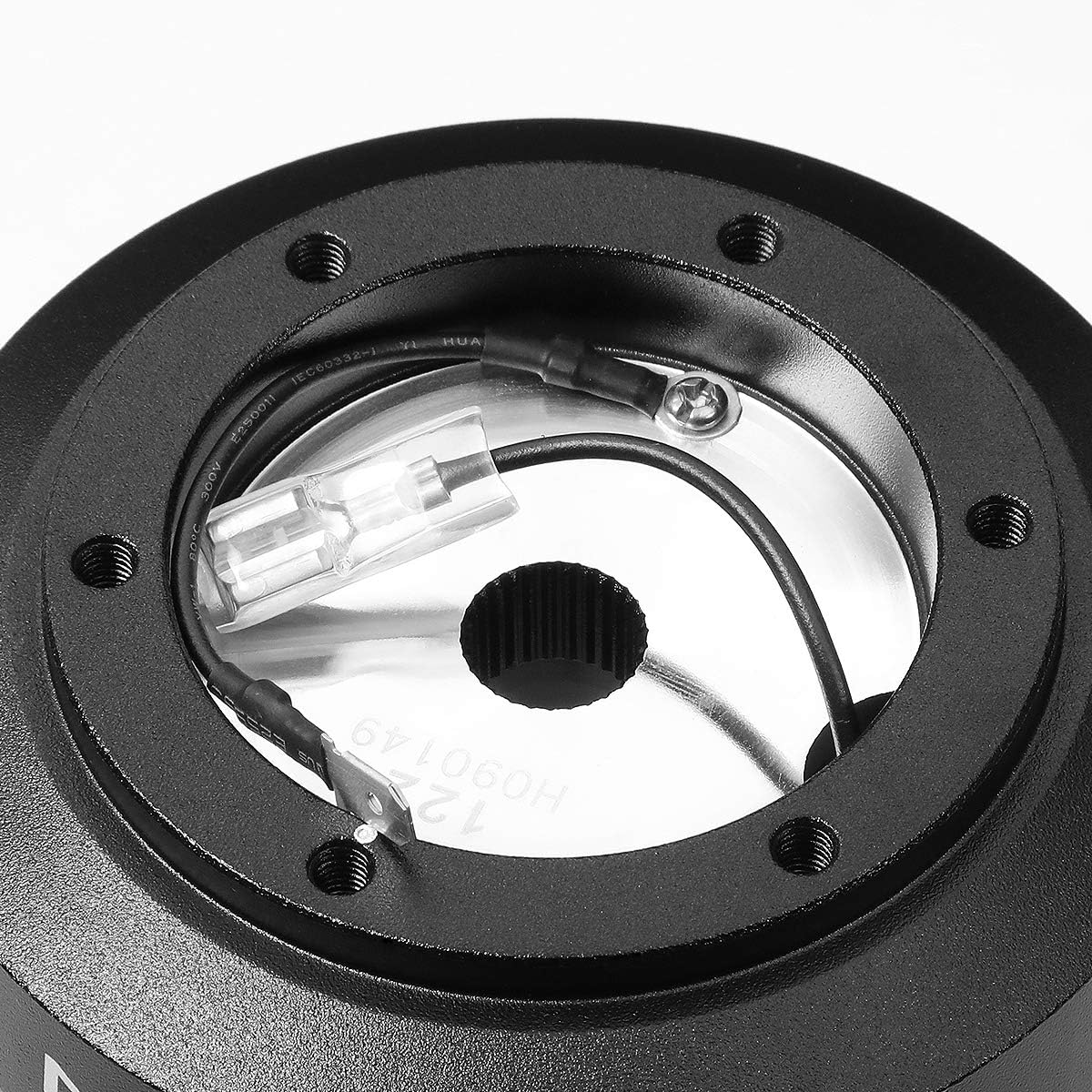 NRG Innovations NRG-SRK-122H Steering Wheel Quick Release Short Hub Adapter 6 X 70mm Bolt Pattern, Retain Horn & Turn Signals, Black Body