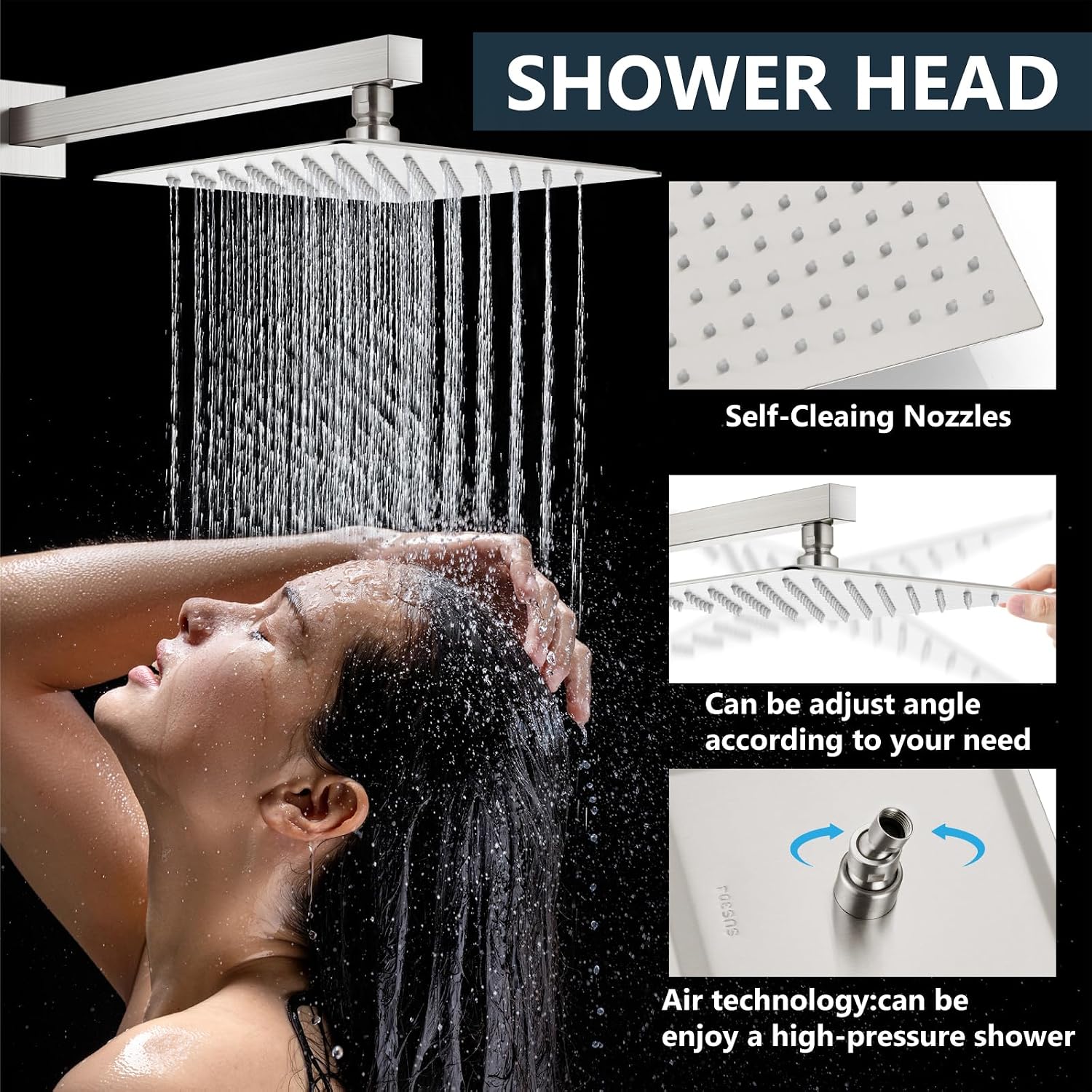 Aolemi Shower Faucet Set Rain Shower System with Handheld Spray Bathroom Shower Combo Rough-in Valve and Shower Trim Kit Included Brushed Nickel 12 Inch Wall Mount Shower Head