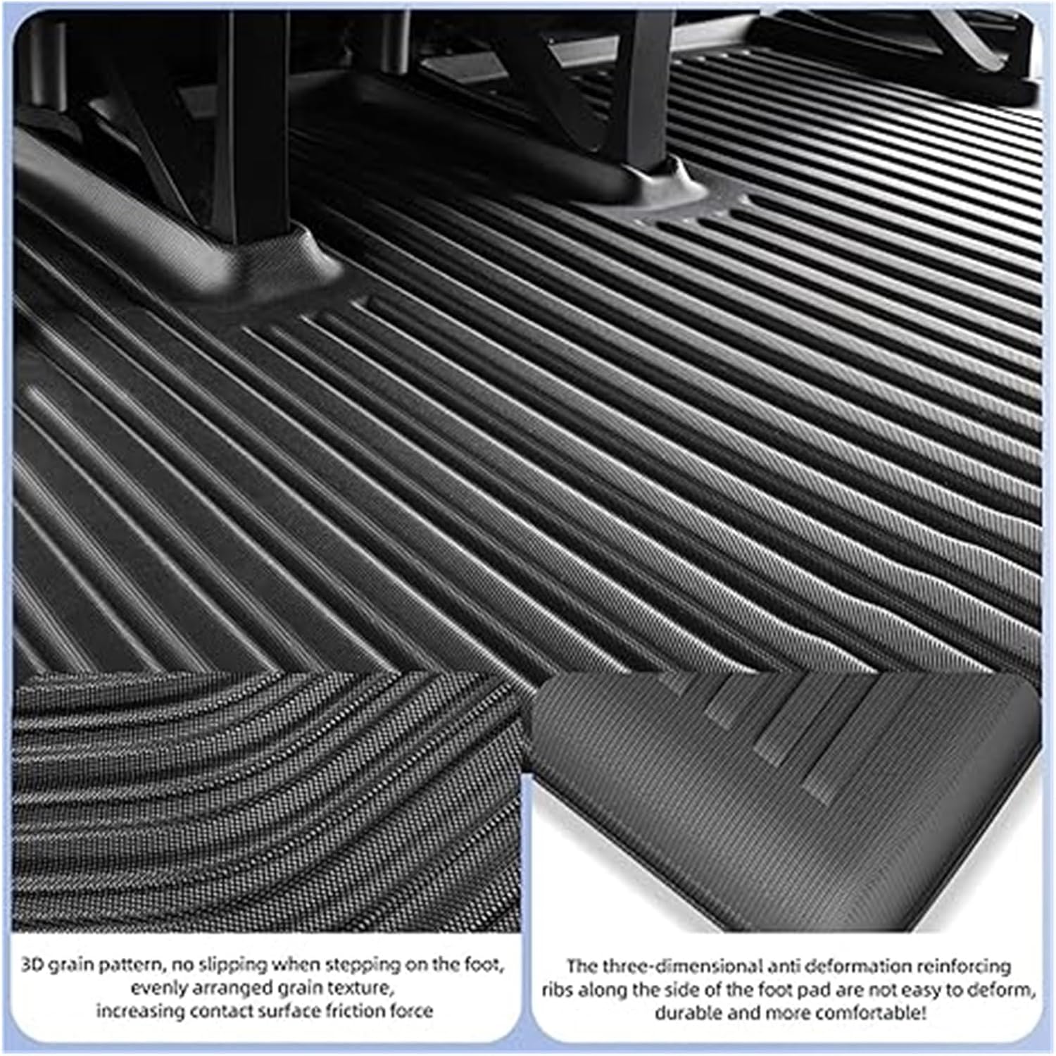 Compatible for Tesla Model X 2024 5/6/7 Seat TPE 3D Car Floor Mats Cargo Liner Trunk Pad Waterproof Protective Left Rudder(7seats 3PCS)