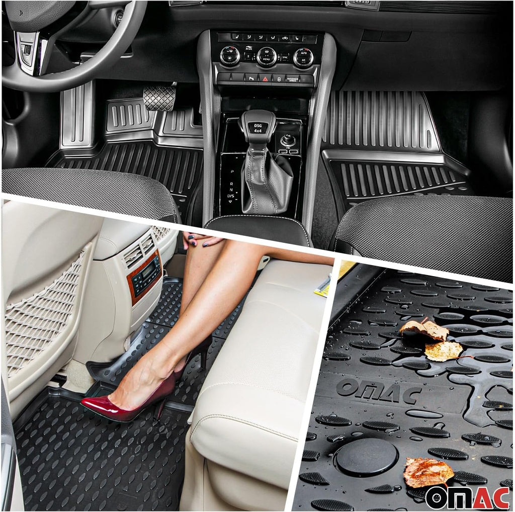 OMAC Custom Floor Mats & Cargo Liners for Honda Element 2003-2008 Black 4 Pcs