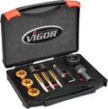 ViGOR Thread Cutting Set V7181 for Wheel Bolts and Lug Nuts, Direct to Vehicle, M12x1.25, M12x1.5, M14x1.5mm, TIN-HSS Coated, for Damaged and Rusty Threads