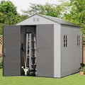 Mrosaa 6x8.6 FT Storage Shed with Floor,HDPE Resin Outdoor Storage Shed Weather Resistant,Lockable Garden Sheds with Windows for Home/Garden Tools/Backyard/Lawn Mower/Bike Storage(Gray)