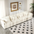 Real Relax 145'' Modular Sectional Sofa, 4 Seat Corduroy Convertible Couch with 8 Pillows and 2 Armrest Pillows for Living Room, Office and Leisure Places, Beige