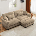 Loveseat Sofa 93.7' Modular Sectional Sofa, 2 Seater Modern Cloud L Shaped Couch, Oversized Sectional Couches for Living Room, Comfy Velvet Sofas Deep Seat Couch with 4 Pillows, Camel
