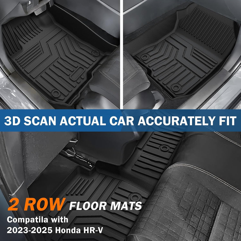 KUST Floor Mats for Honda HR-V 2023-2025 2026, Cargo Mat Floor Liners Back Seat Mats for HRV Accessories, All Weather Protection TPE Rubber Rear Trunk Mat High Edge (Full Set Mats)