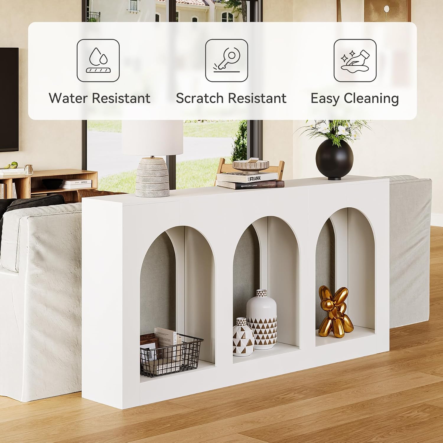 LITTLE TREE Console Table for Entryway, 71-Inch Long Narrow Modern Entry Table for Living Room, Hallway, Behind Couch, Entrance, Sofa, Foyer, Front Door, White
